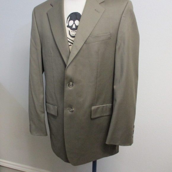 Polo Ralph Lauren Sport Coat Men Blazer 40L 100% Wool Beige Brown 2 Button - Picture 3 of 13